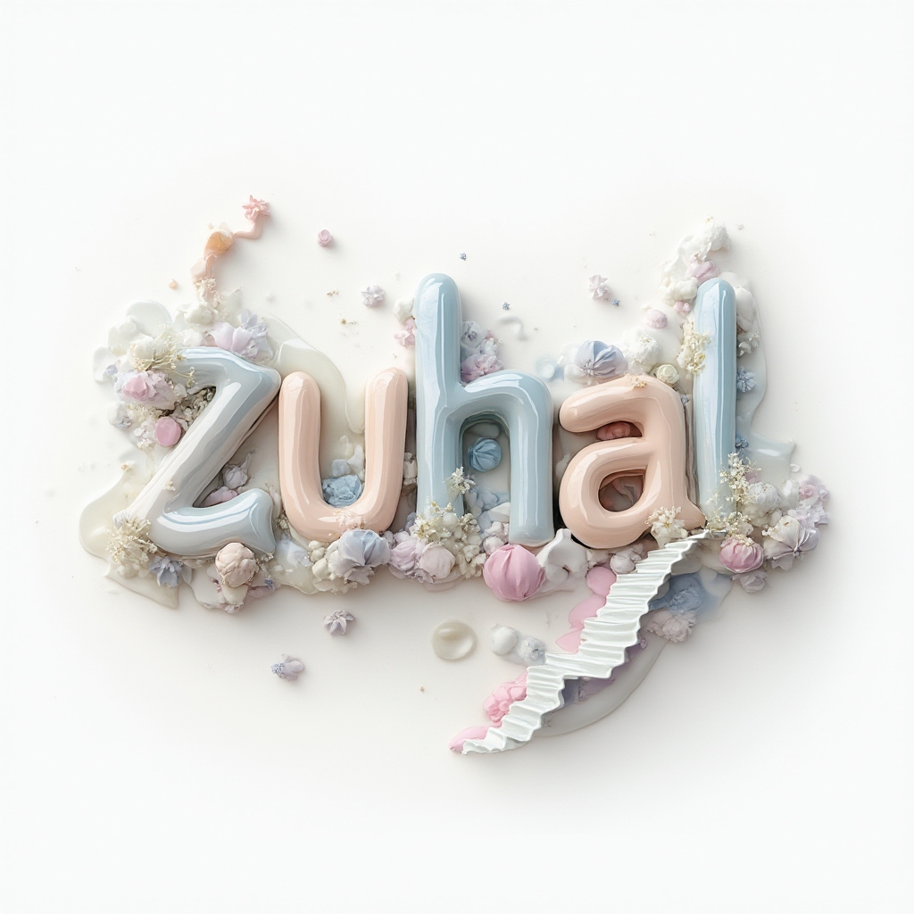 surreal melting letterform tattoo concept forming the name zuhal on white background